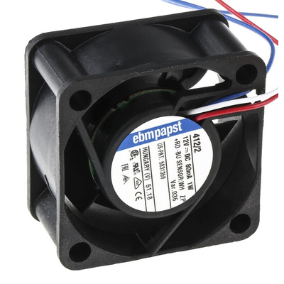 ebm-papst 400 Series Axial Fan, 12 V dc, DC Operation, 10m³/h, 1W, 40 x 40 x 20mm