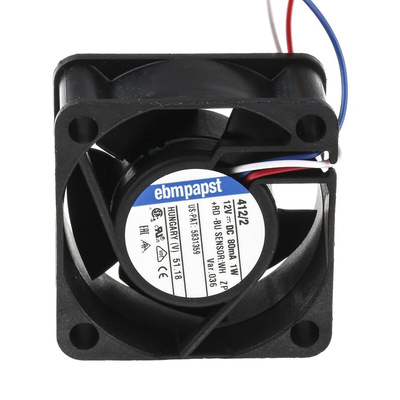 ebm-papst 400 Series Axial Fan, 12 V dc, DC Operation, 10m³/h, 1W, 40 x 40 x 20mm