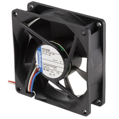 ebm-papst 8400 N Series Axial Fan, 12 V dc, DC Operation, 78m³/h, 2.2W, 80 x 80 x 25mm
