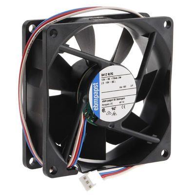 ebm-papst 8400 N Series Axial Fan, 12 V dc, DC Operation, 69m³/h, 2W, 80 x 80 x 25mm