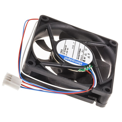 ebm-papst 700 F Series Axial Fan, 12 V dc, DC Operation, 28m³/h, 600mW, 70 x 70 x 15mm