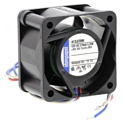 ebm-papst 400 Series Axial Fan, 12 V dc, DC Operation, 24m³/h, 3.3W, 40 x 40 x 25mm