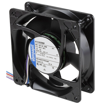ebm-papst 4100 NH8 - S-Force Series Axial Fan, 24 V dc, DC Operation, 570m³/h, 120W, IP20, 119 x 119 x 38mm