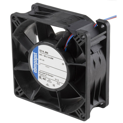 ebm-papst 3200 J - S-Force Series Axial Fan, 24 V dc, DC Operation, 280m³/h, 50W, 92 x 92 x 38mm