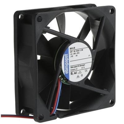 ebm-papst 8400 N Series Axial Fan, 24 V dc, DC Operation, 69m³/h, 2W, 85mA Max, IP20, 80 x 80 x 25mm