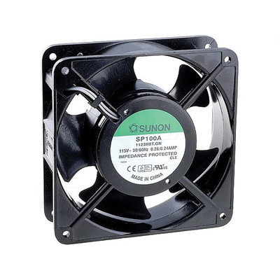 Sunon SF Series Axial Fan, 115 V ac, AC Operation, 164.8m³/h, 22W, 260mA Max, 119 x 119 x 38mm