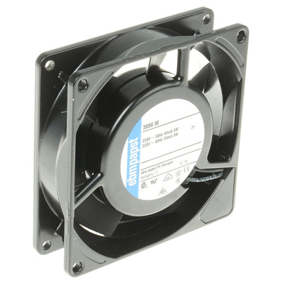 ebm-papst 3900 Series Axial Fan, 230 V ac, AC Operation, 45m³/h, 6W, 26mA Max, 92 x 92 x 25mm