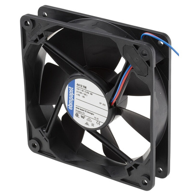 ebm-papst 4400 F Series Axial Fan, 12 V dc, DC Operation, 140m³/h, 3.2W, 267mA Max, 119 x 119 x 25mm