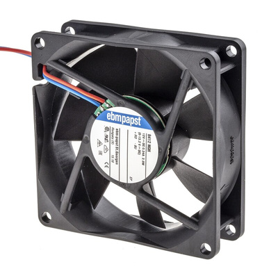 ebm-papst 8400 N Series Axial Fan, 12 V dc, DC Operation, 79m³/h, 2.8W, 233mA Max, 80 x 80 x 25mm