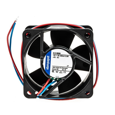 ebm-papst 600 N Series Axial Fan, 12 V dc, DC Operation, 56m³/h, 3.8W, 317mA Max, 60 x 60 x 25mm