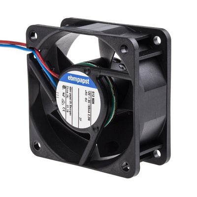 ebm-papst 600 N Series Axial Fan, 12 V dc, DC Operation, 40m³/h, 2W, 165mA Max, 60 x 60 x 25mm