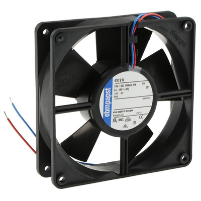 ebm-papst 4300 Series Axial Fan, 12 V dc, DC Operation, 170m³/h, 5W, 417mA Max, IP68, 119 x 119 x 32mm