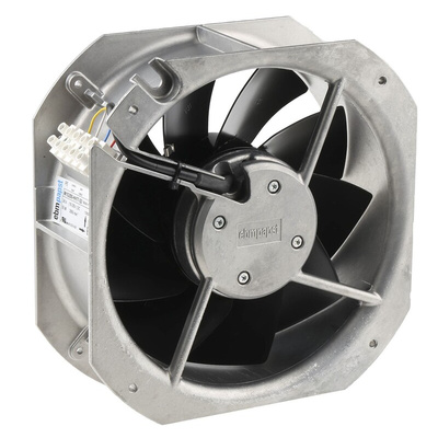 ebm-papst W1G200 Series Axial Fan, 24 V dc, DC Operation, 1095m³/h, 55W, 2.29A Max, 225 x 225 x 80mm