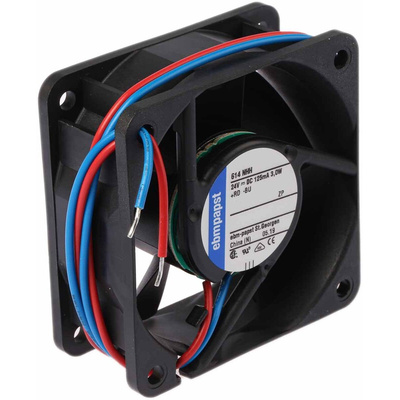 ebm-papst 600 N Series Axial Fan, 24 V dc, DC Operation, 56m³/h, 2.9W, 121mA Max, 60 x 60 x 25mm