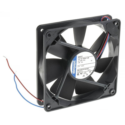 ebm-papst 4400 F Series Axial Fan, 12 V dc, DC Operation, 170m³/h, 5.3W, 440mA Max, 119 x 119 x 25mm