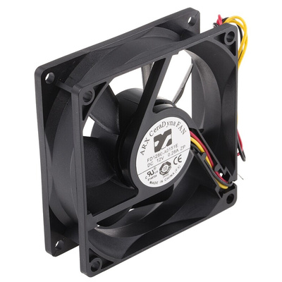 ARX CeraDyna Series Axial Fan, 12 V dc, DC Operation, 67.5m³/h, 2.88W, 240mA Max, 80 x 80 x 25mm