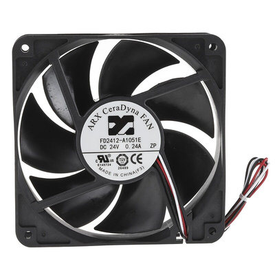 ARX CeraDyna Series Axial Fan, 24 V dc, DC Operation, 180.8m³/h, 5.52W, 230mA Max, 120 x 120 x 25mm