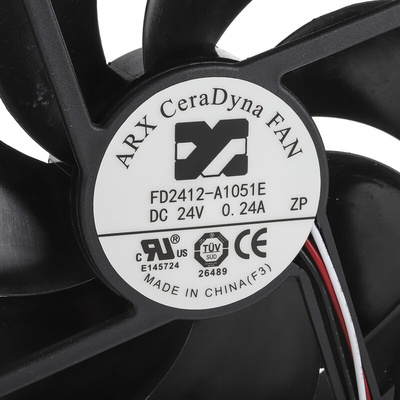 ARX CeraDyna Series Axial Fan, 24 V dc, DC Operation, 180.8m³/h, 5.52W, 230mA Max, 120 x 120 x 25mm