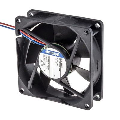 ebm-papst 8400 N Series Axial Fan, 12 V dc, DC Operation, 45m³/h, 900mW, 75mA Max, 80 x 80 x 25mm