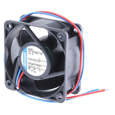 ebm-papst 620 Series Axial Fan, 12 V dc, DC Operation, 56m³/h, 3.5W, 292mA Max, 60 x 60 x 25mm