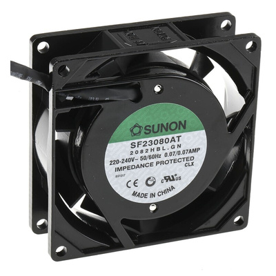 Sunon SF Series Axial Fan, 230 V ac, AC Operation, 31m³/h, 13.5W, 70mA Max, 80 x 80 x 25mm