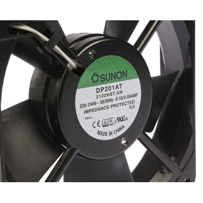 Sunon DP Series Axial Fan, 230 V ac, AC Operation, 109m³/h, 19W, 90mA Max, 120 x 120 x 25mm