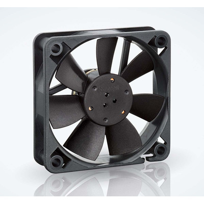 ebm-papst 600 F Series Axial Fan, 24 V dc, DC Operation, 29m³/h, 1.1W, 45mA Max, IP20, 60 x 60 x 15mm