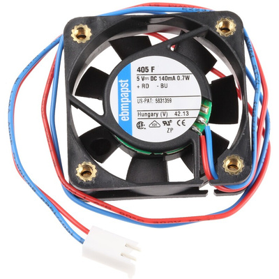 ebm-papst 400 F Series Axial Fan, 5 V dc, DC Operation, 8m³/h, 700mW, 40 x 40 x 10mm