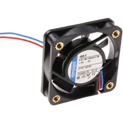 ebm-papst 400 F Series Axial Fan, 5 V dc, DC Operation, 8m³/h, 700mW, 40 x 40 x 10mm