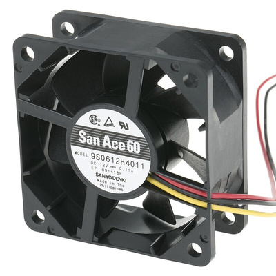 Sanyo Denki San Ace 9S Series Axial Fan, 12 V dc, DC Operation, 34.8m³/h, 1.32W, 110mA Max, 60 x 60 x 25mm