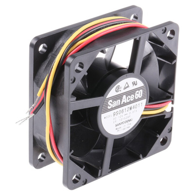 Sanyo Denki San Ace 9S Series Axial Fan, 12 V dc, DC Operation, 24m³/h, 840mW, 70mA Max, 60 x 60 x 25mm
