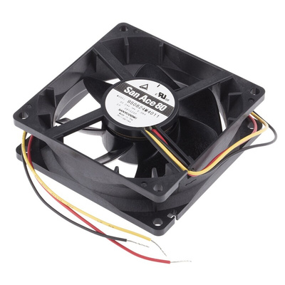 Sanyo Denki San Ace 9S Series Axial Fan, 24 V dc, DC Operation, 49.8m³/h, 1.44W, 60mA Max, 80 x 80 x 25mm