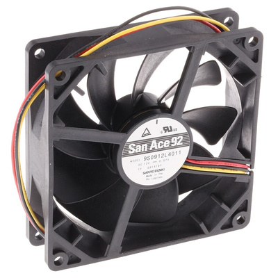 Sanyo Denki San Ace 9S Series Axial Fan, 12 V dc, DC Operation, 49.8m³/h, 840mW, 70mA Max, 92 x 92 x 25mm