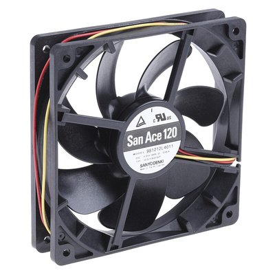 Sanyo Denki San Ace 9S Series Axial Fan, 12 V dc, DC Operation, 81.6m³/h, 960mW, 80mA Max, 119 x 119 x 25mm