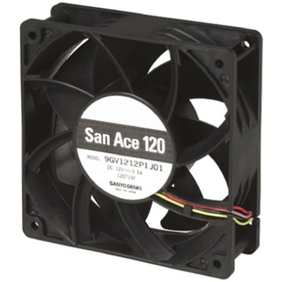 Sanyo Denki San Ace 9S Series Axial Fan, 12 V dc, DC Operation, 120m³/h, 2.28W, 190mA Max, 119 x 119 x 25mm