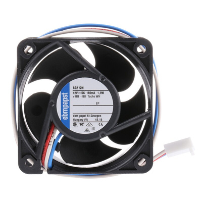 ebm-papst 620 Series Axial Fan, 12 V dc, DC Operation, 40m³/h, 2.1W, 1.05A Max, 60 x 60 x 25mm