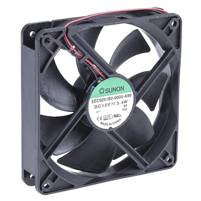 Sunon EE Series Axial Fan, 12 V dc, DC Operation, 158m³/h, 3.4W, 279mA Max, 120 x 120 x 25mm