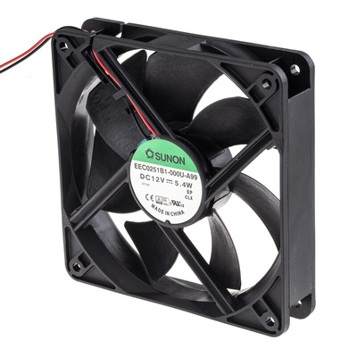 Sunon EE Series Axial Fan, 12 V dc, DC Operation, 184m³/h, 5.4W, 451mA Max, 120 x 120 x 25mm