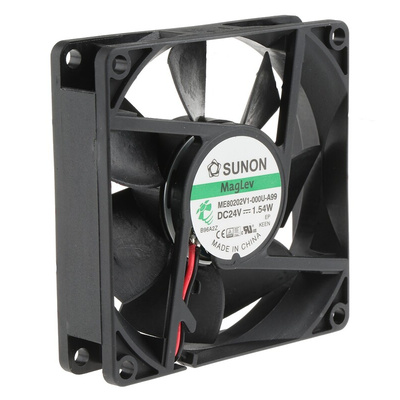 Sunon ME Series Axial Fan, 24 V dc, DC Operation, 61.2m³/h, 1.54W, 64mA Max, 80 x 80 x 20mm