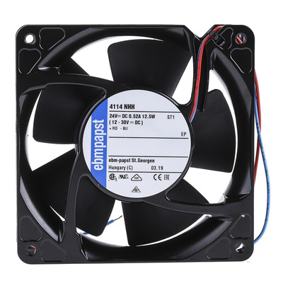 ebm-papst 4100 NHH - S-Force Series Axial Fan, 24 V dc, DC Operation, 260m³/h, 12.4W, 119 x 119 x 38mm