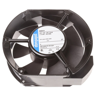 ebm-papst 6400 Series Axial Fan, 24 V dc, DC Operation, 410m³/h, 17W, IP68, 172 x 150 x 51mm