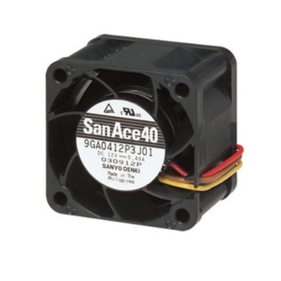 Sanyo Denki San Ace 9GA Series Axial Fan, 12 V dc, DC Operation, 33m³/h, 5.88W, 490mA Max, 40 x 40 x 28mm