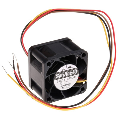 Sanyo Denki San Ace 9GA Series Axial Fan, 12 V dc, DC Operation, 33m³/h, 5.88W, 490mA Max, 40 x 40 x 28mm