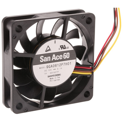 Sanyo Denki San Ace 9GA Series Axial Fan, 12 V dc, DC Operation, 9m³/h, 1.2W, 100mA Max, 60 x 60 x 15mm