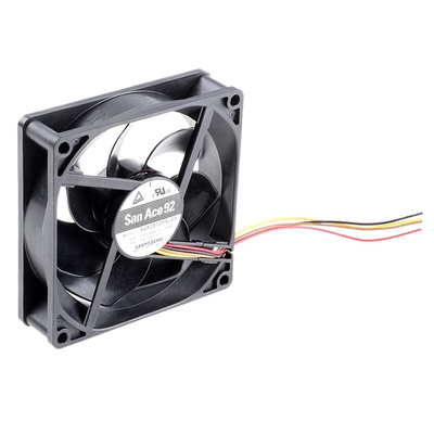 Sanyo Denki San Ace 9GA Series Axial Fan, 12 V dc, DC Operation, 132m³/h, 4.68W, 390mA Max, 92 x 92 x 25mm