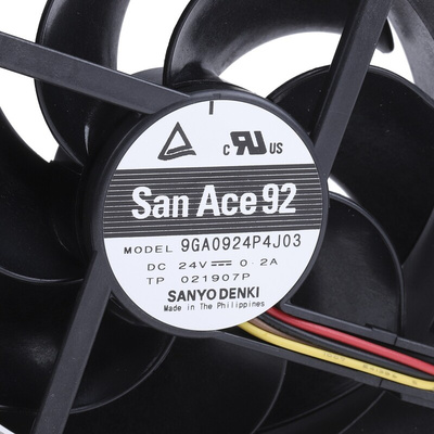Sanyo Denki San Ace 9GA Series Axial Fan, 24 V dc, DC Operation, 132m³/h, 4.8W, 200mA Max, 92 x 92 x 25mm