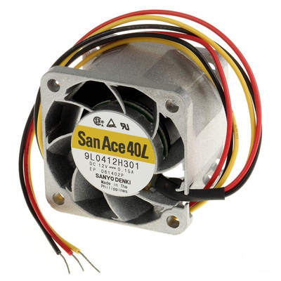 Sanyo Denki San Ace 9L Series Axial Fan, 12 V dc, DC Operation, 22m³/h, 1.8W, 150mA Max, 40 x 40 x 28mm