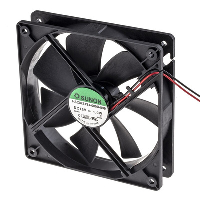 Sunon HAC Series Axial Fan, 12 V dc, DC Operation, 93m³/h, 1.9W, 155mA Max, 120 x 120 x 25mm