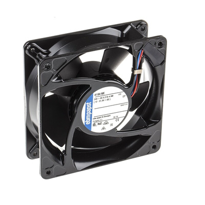 ebm-papst 4100 N Series Axial Fan, 24 V dc, DC Operation, 180m³/h, 4.9W, 119 x 119 x 38mm