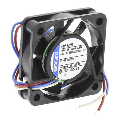 ebm-papst 400 F Series Axial Fan, 12 V dc, DC Operation, 9m³/h, 800mW, 40 x 40 x 10mm